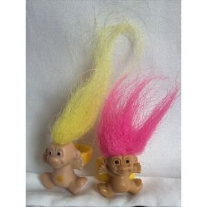 Troll Doll Rings,Set of 2, 90s Toy Jewelry Vintage Russ Berrie